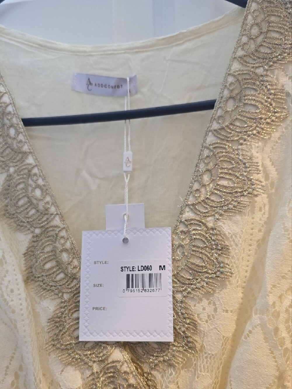 ADD Condft Cream Lace Boho Maxi Dress with Pom Tie - Picture 2 of 4